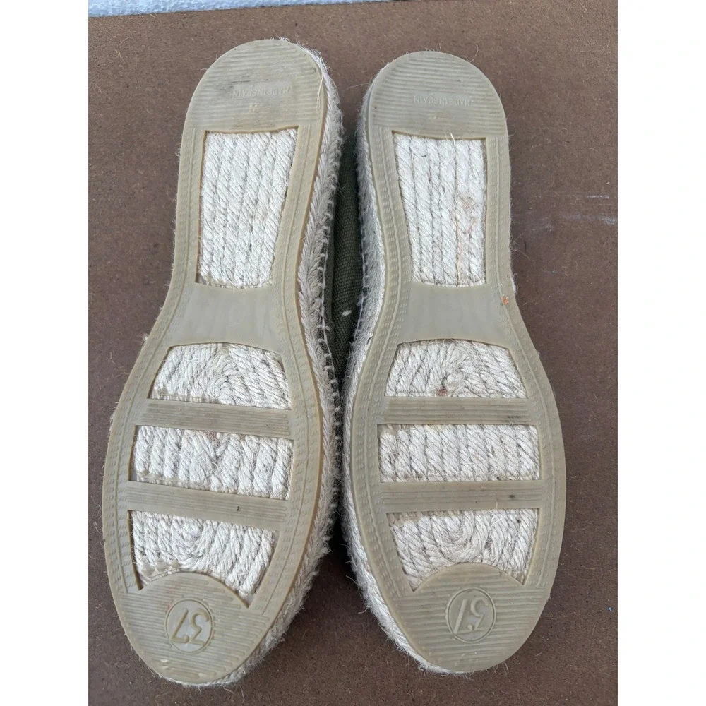 Diegos Handmade in Spain Olive‎ Green Canvas Espadrilles Jute Slip On Flats 37